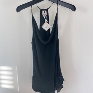 Haute Hippie Dark Green Silk Racer Back Tank NWT